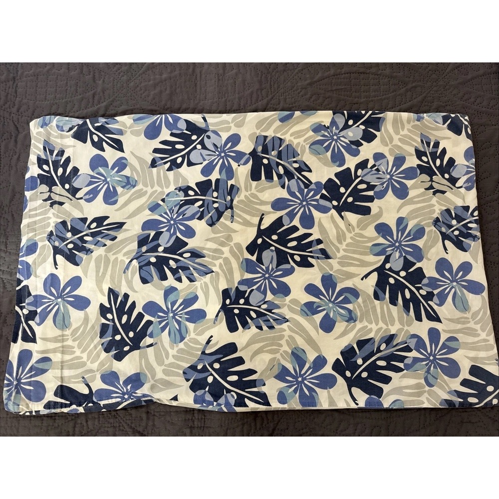 Pottery Barn Kids Teen Organic Cotton Blue Leaf Camo Pillowcase Sham Standard